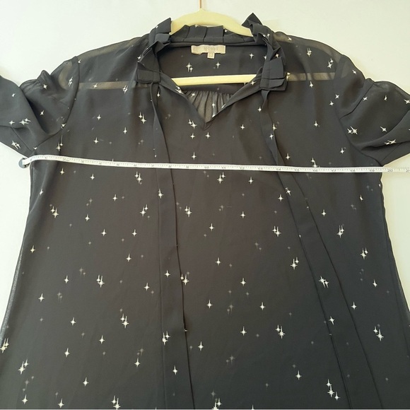 HOBBS LONDON Black Sheer Blouse with White Accents Size 6 - Picture 5 of 5